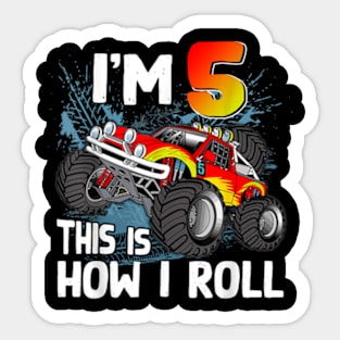 5 Year Old Monster Truck 5th Birthday Boy Monster Truck Car Sticker